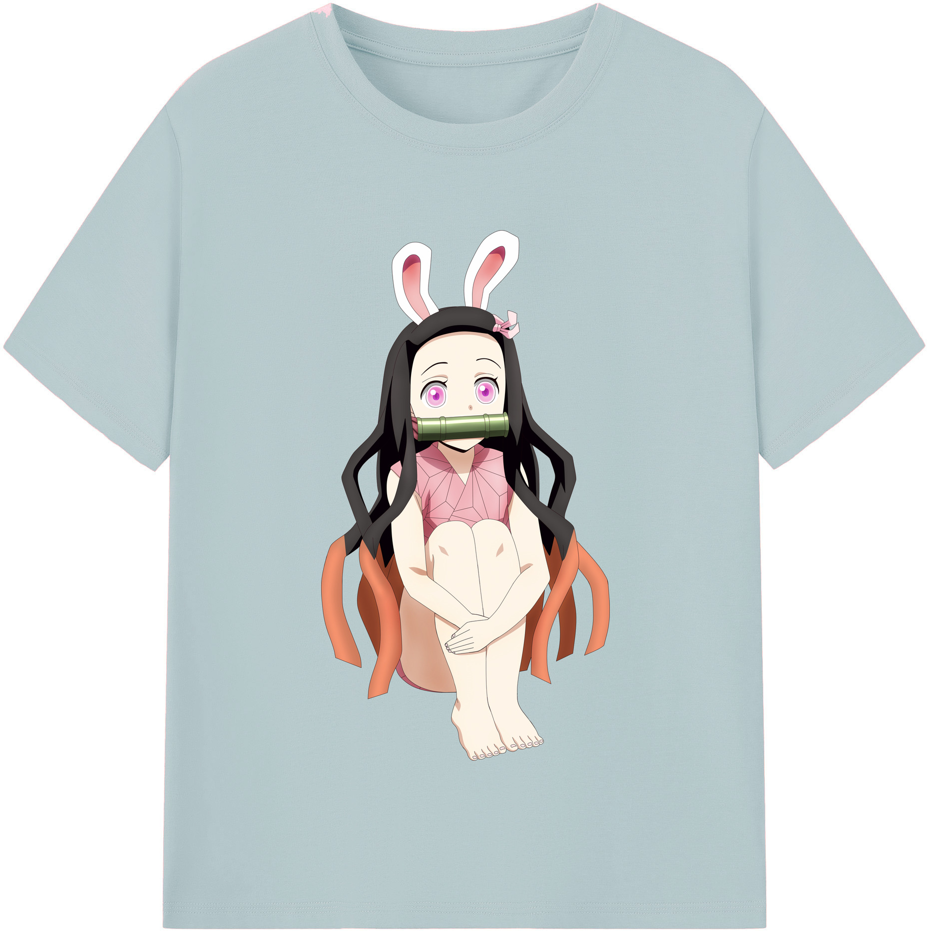 （画像用） 鬼滅の刃（きめつのやいば）竈門 禰󠄀豆子／かまど ねずこ Kamado Nezuko 綿100％半袖Tシャツ（フロントプリント）